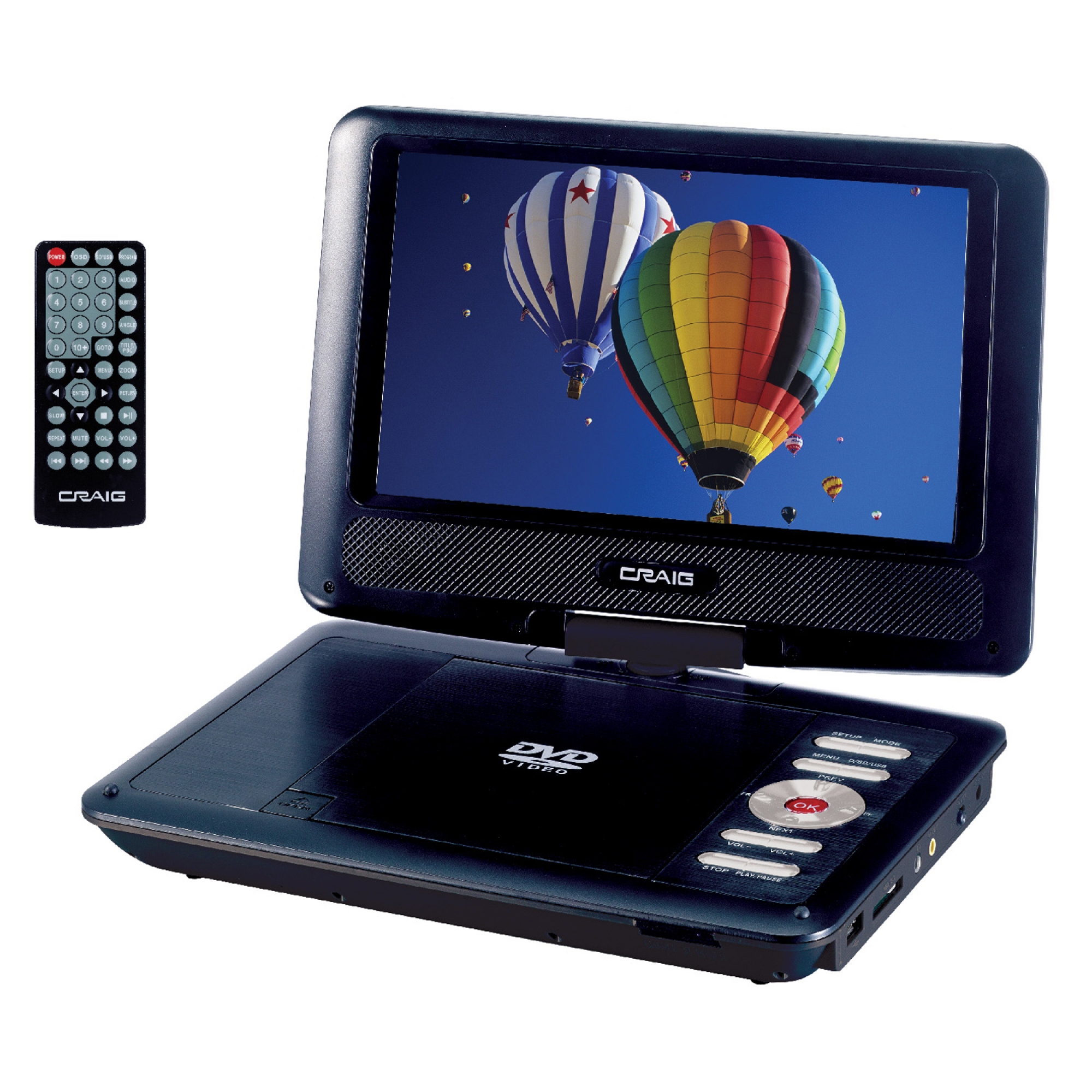 Craig 9 Inch TFT Swivel Screen Portable DVD/CD Player with Remote