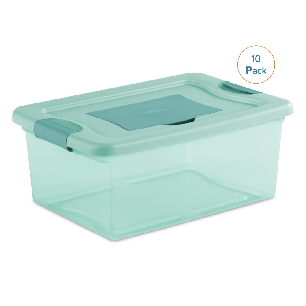 Details About Sterilite 1504 15 Quart Fresh Scent Storage Box Aqua Tint 10 Pack