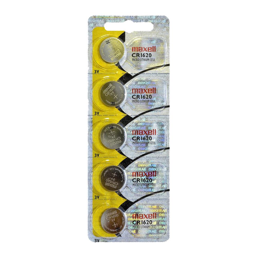 Maxell CR1620 Micro Lithium 3V Cell Button Battery, Sold in strips of 5 ...
